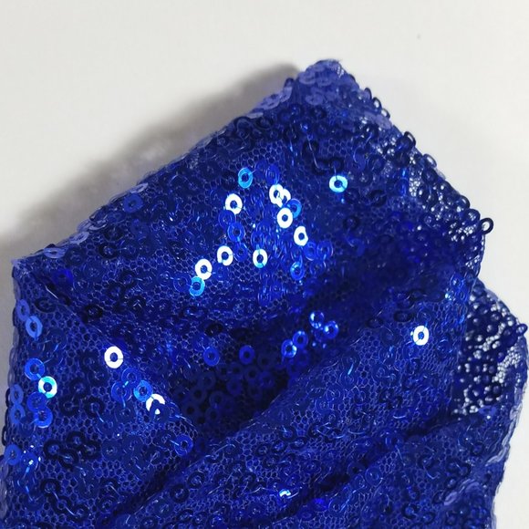 NEW - Men's Royal Blue Sequin Pre-Folded Pocket Square Insert - Point Design - Picture 4 of 6